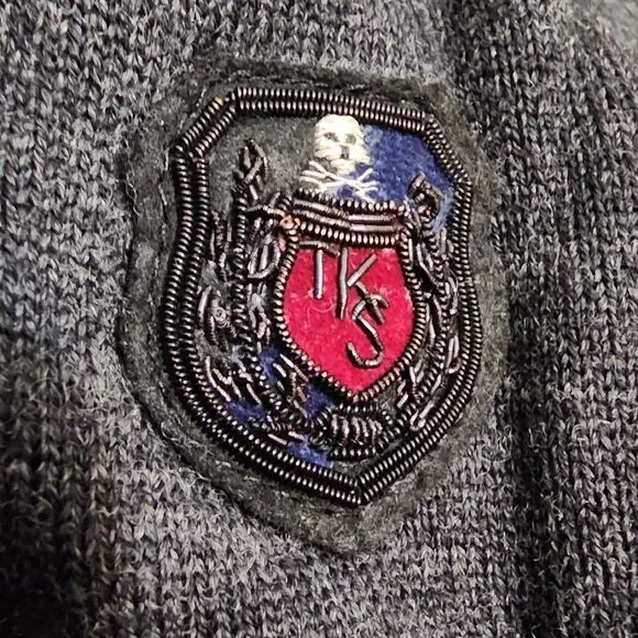 The Kooples Sport Men's Wool Leather Blend Medium Pullover 1/4 Zip Sweater - Picture 5 of 6